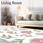 Pink Floral Branches Pattern Rug
