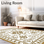 Classic Brown Floral Scroll Pattern Rug