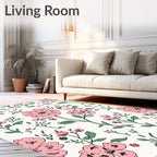 Sweet Pink Floral Botanical Motif Rug