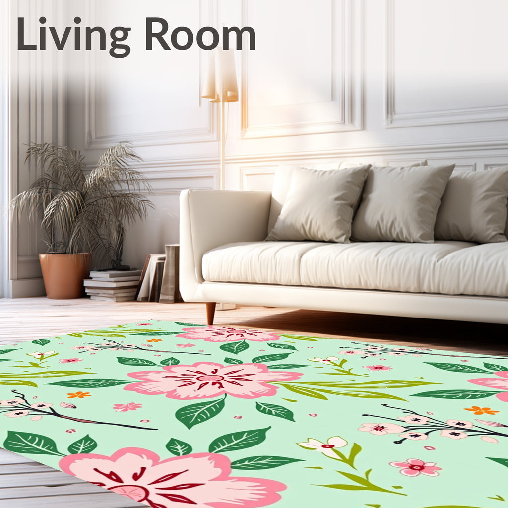 Pink Blossom Floral Pattern Rug