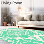 Mint And Cream Intricate Damask Rug