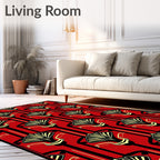 Bold Red Black 2D Geometric Pattern Rug
