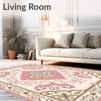 Elegant Pink Gold Filigree Pattern Rug
