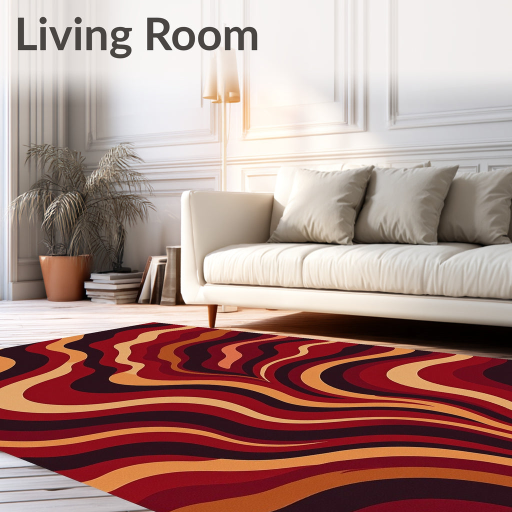 Retro Wavy Streaks Pattern Rug