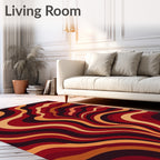 Retro Wavy Streaks Pattern Rug