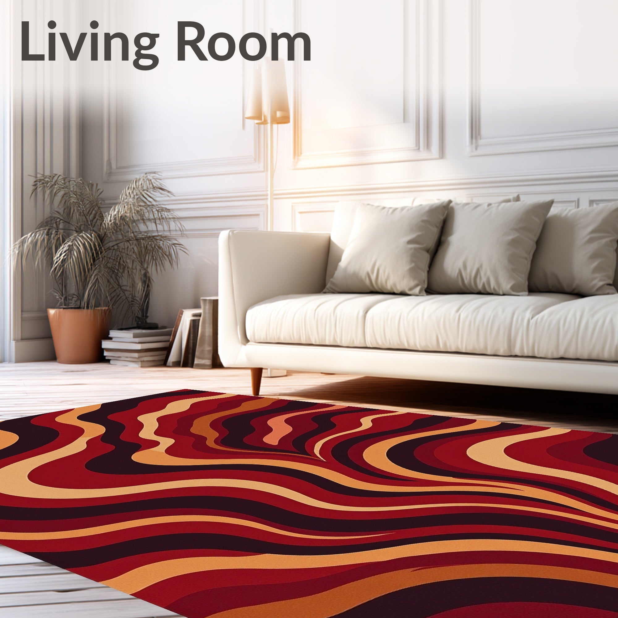 Retro Wavy Streaks Pattern Rug