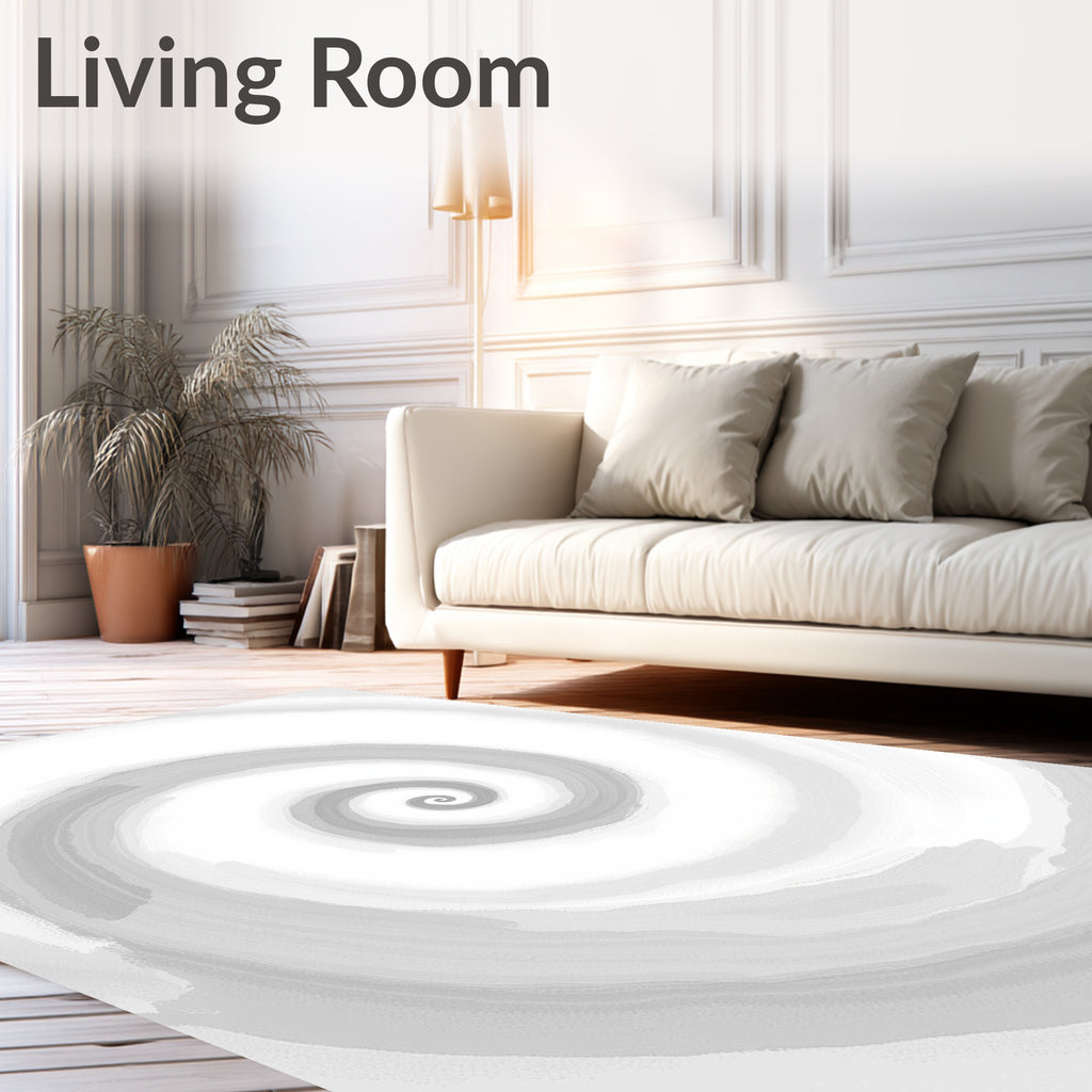 Abstract Gray Swirl Pattern Rug