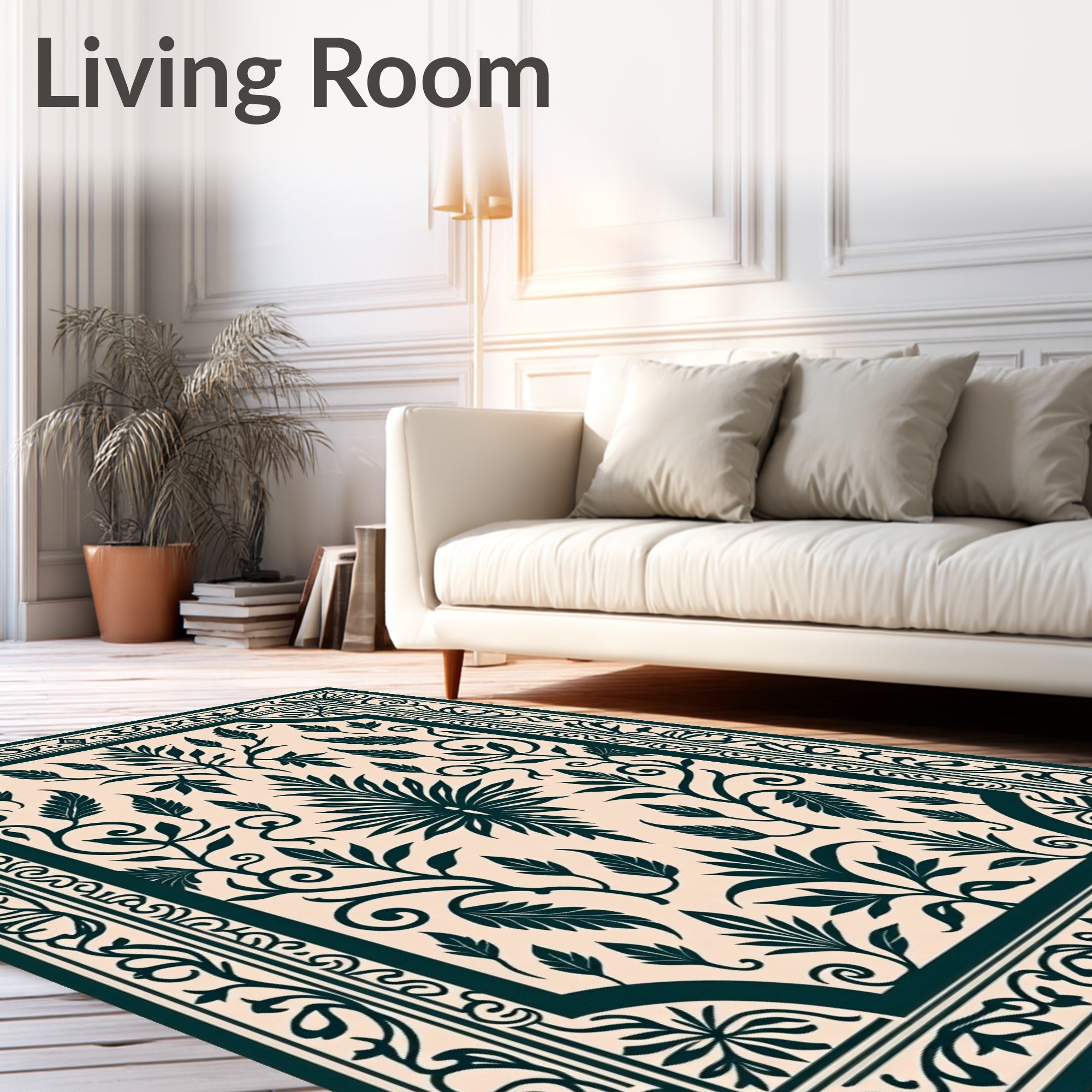 Classic Floral Swirl Silhouette Pattern Rug