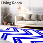 Bold Blue White Zag Pattern Rug