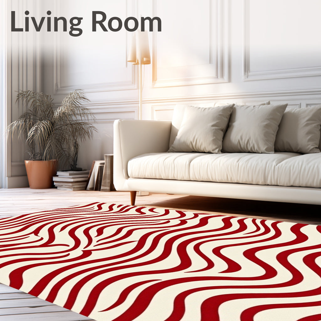 Crimson Swirl Abstract Design Rug