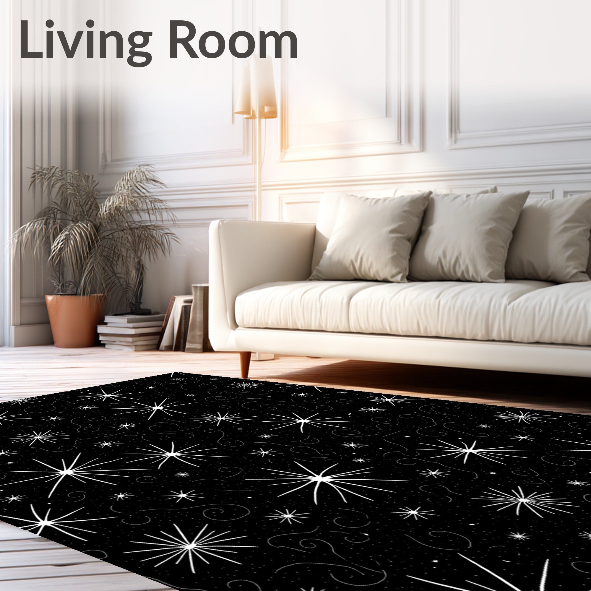 Celestial Starburst And Swirl Pattern Rug