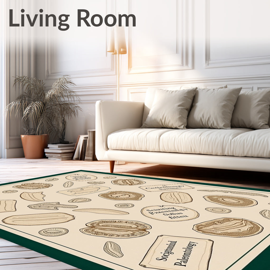 Specimen Study Sepia Tone Scientific Pattern Rug
