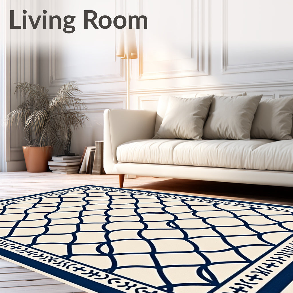 Interlocking Waves Geometric Pattern Rug