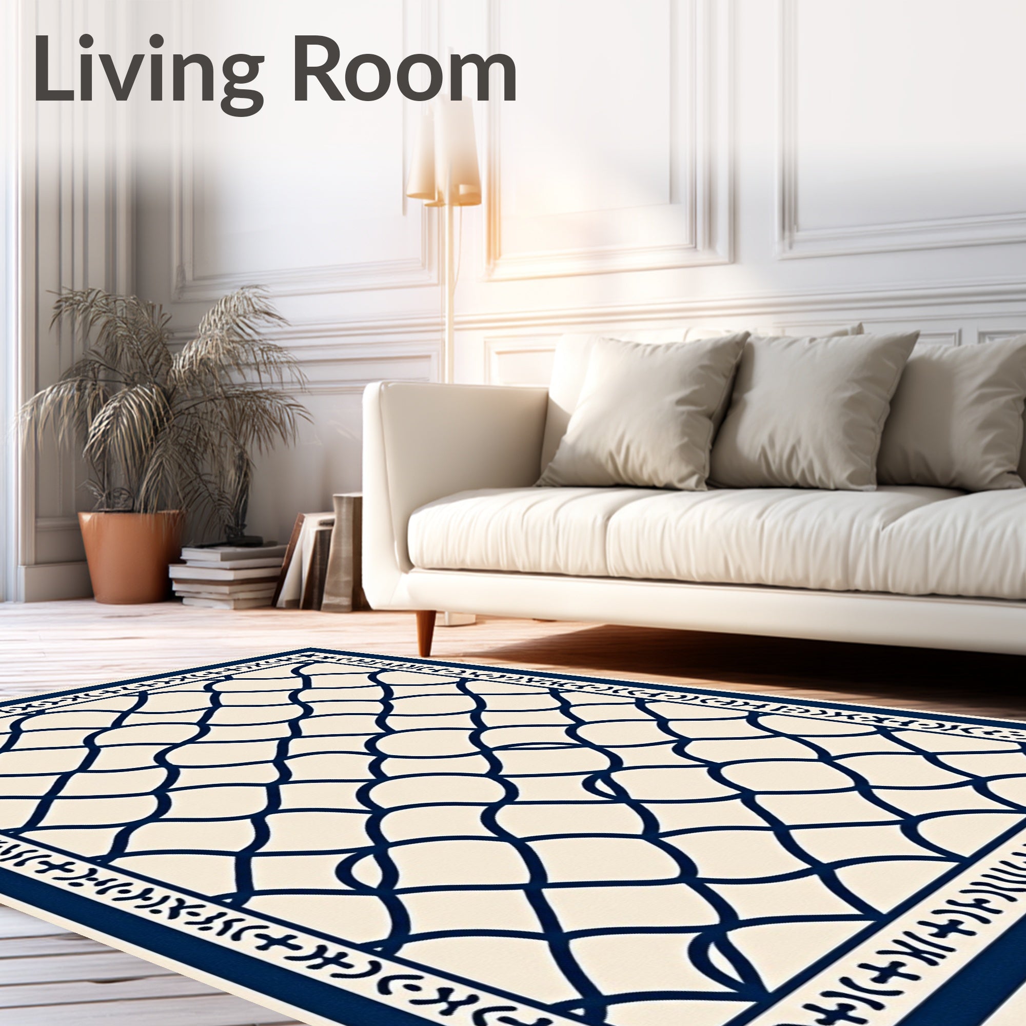 Interlocking Waves Geometric Pattern Rug