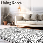 Abstract Geometric Maze Line Art Rug