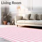 Pink White Vertical Stripes Rug