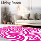 Bold Pink Swirl Triangle Pattern Rug