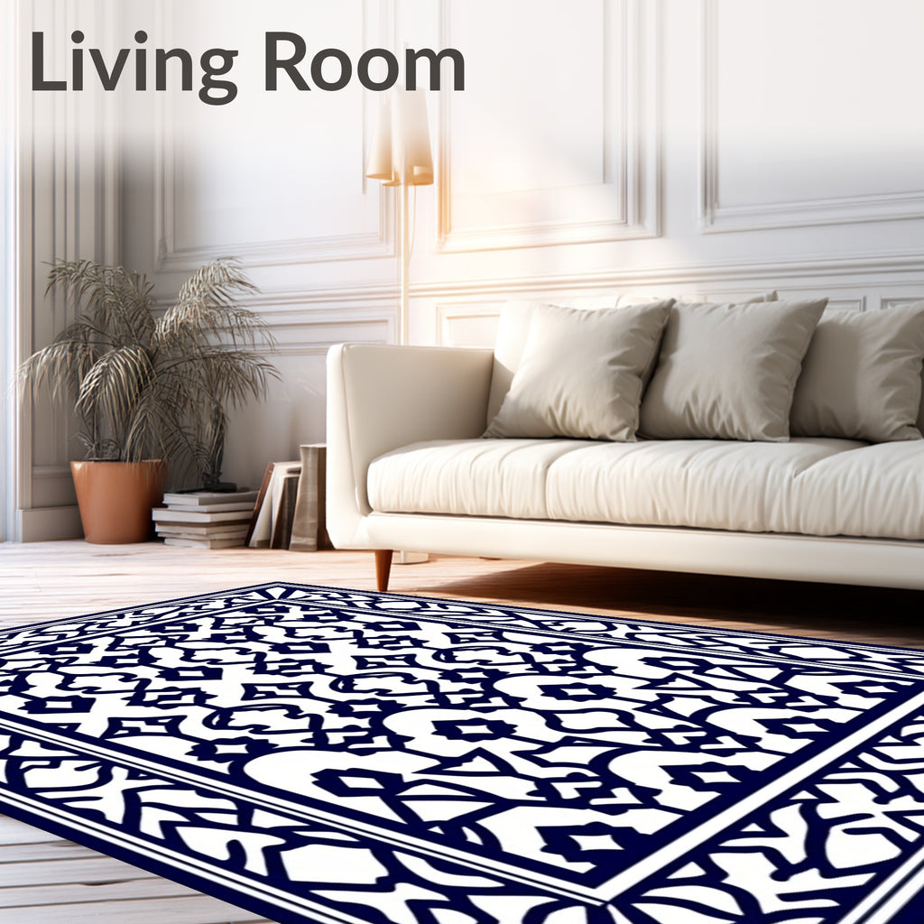 Intricate Abstract Geometric Lattice Pattern Rug