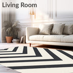 Dark Gray White Chevron Pattern Rug