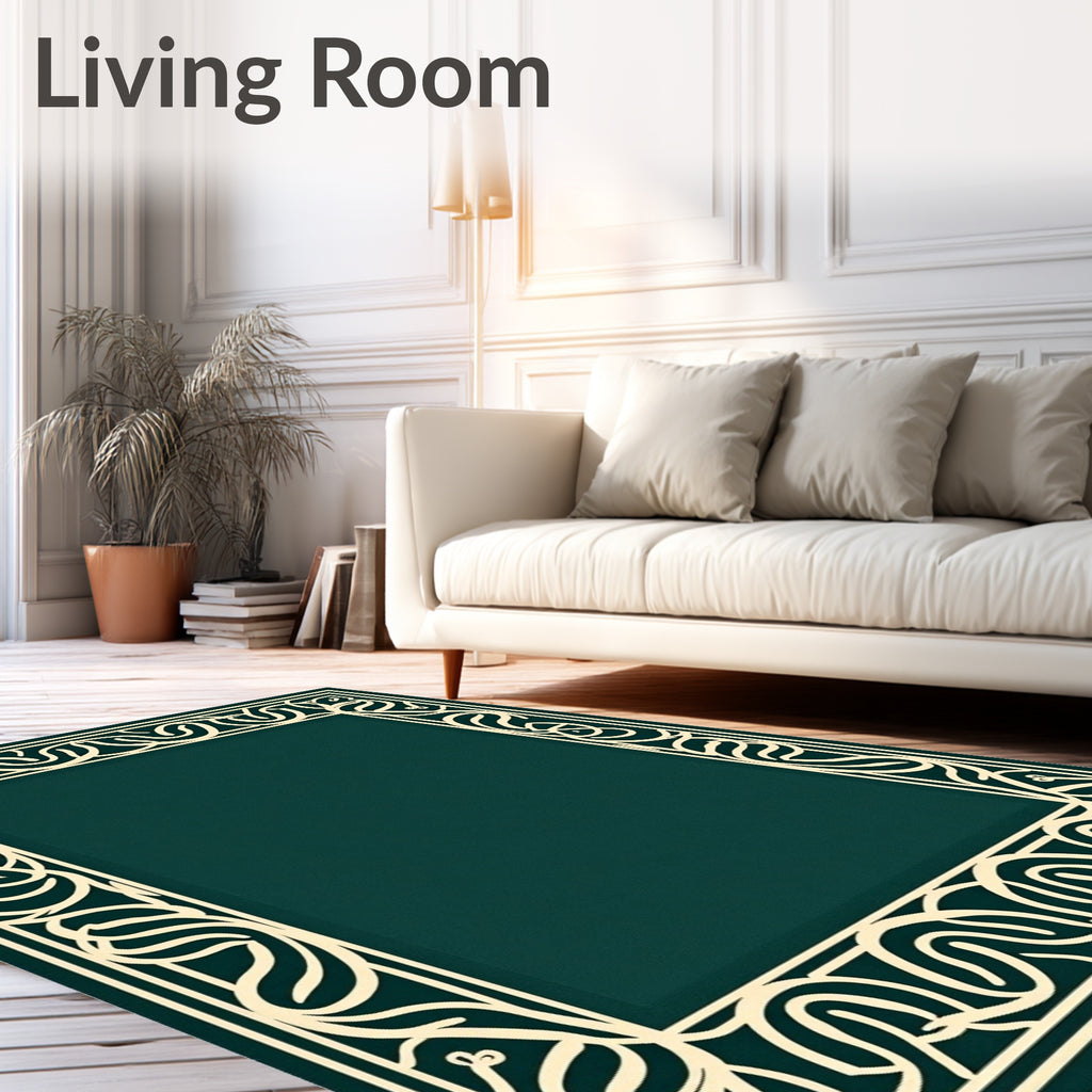 Elegant Ornate Scrollwork Border Rug