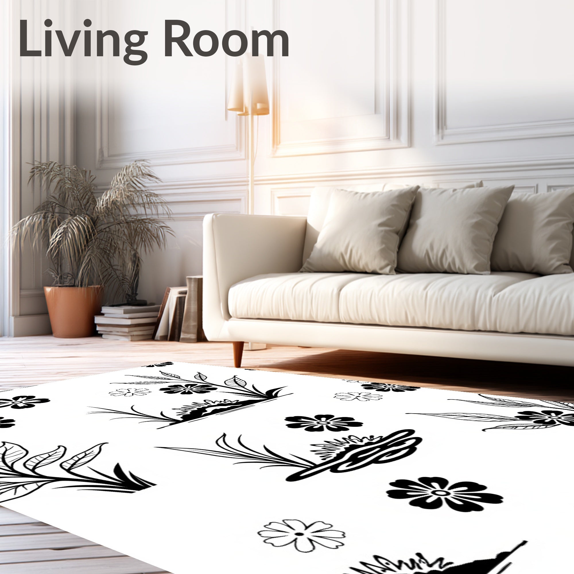 Floral Botanical Line Art Design Rug
