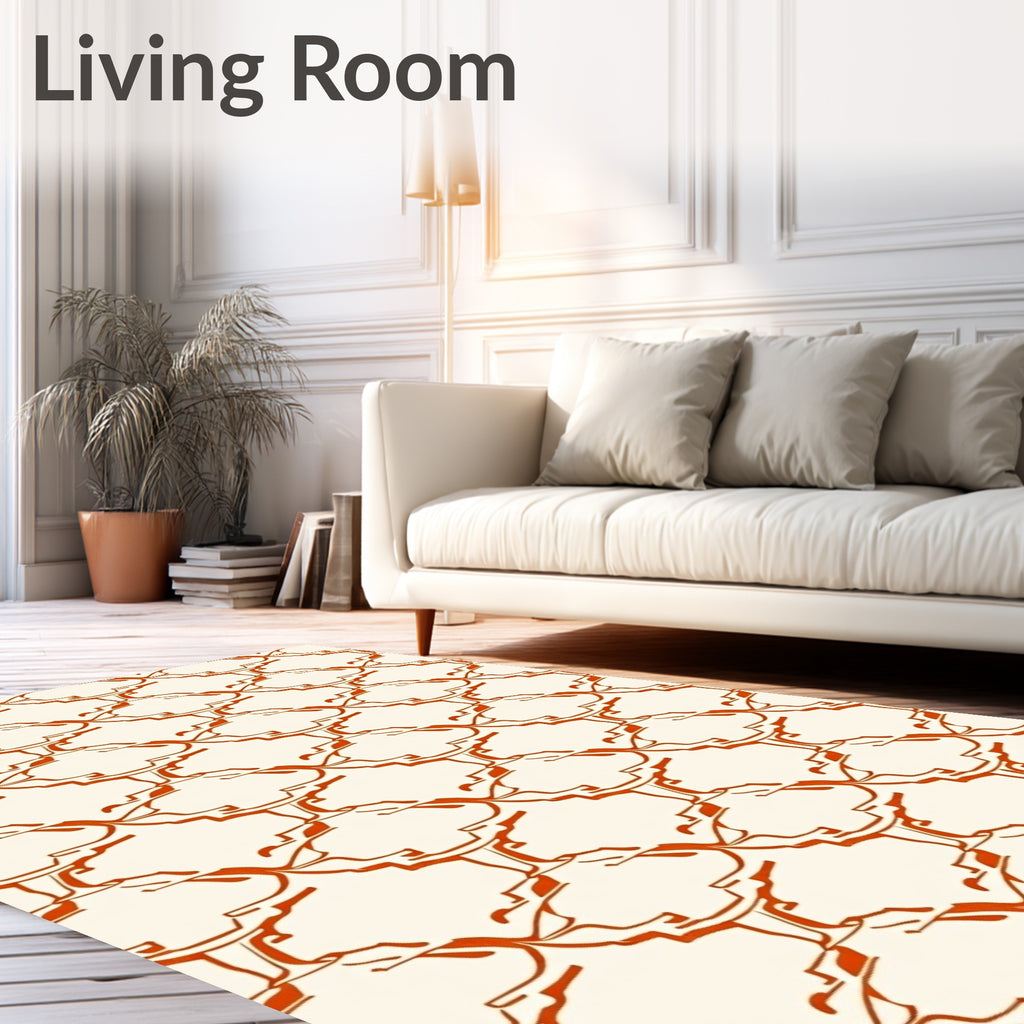 Orange Cream Abstract Geometric Pattern Rug
