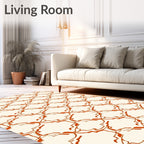 Orange Cream Abstract Geometric Pattern Rug