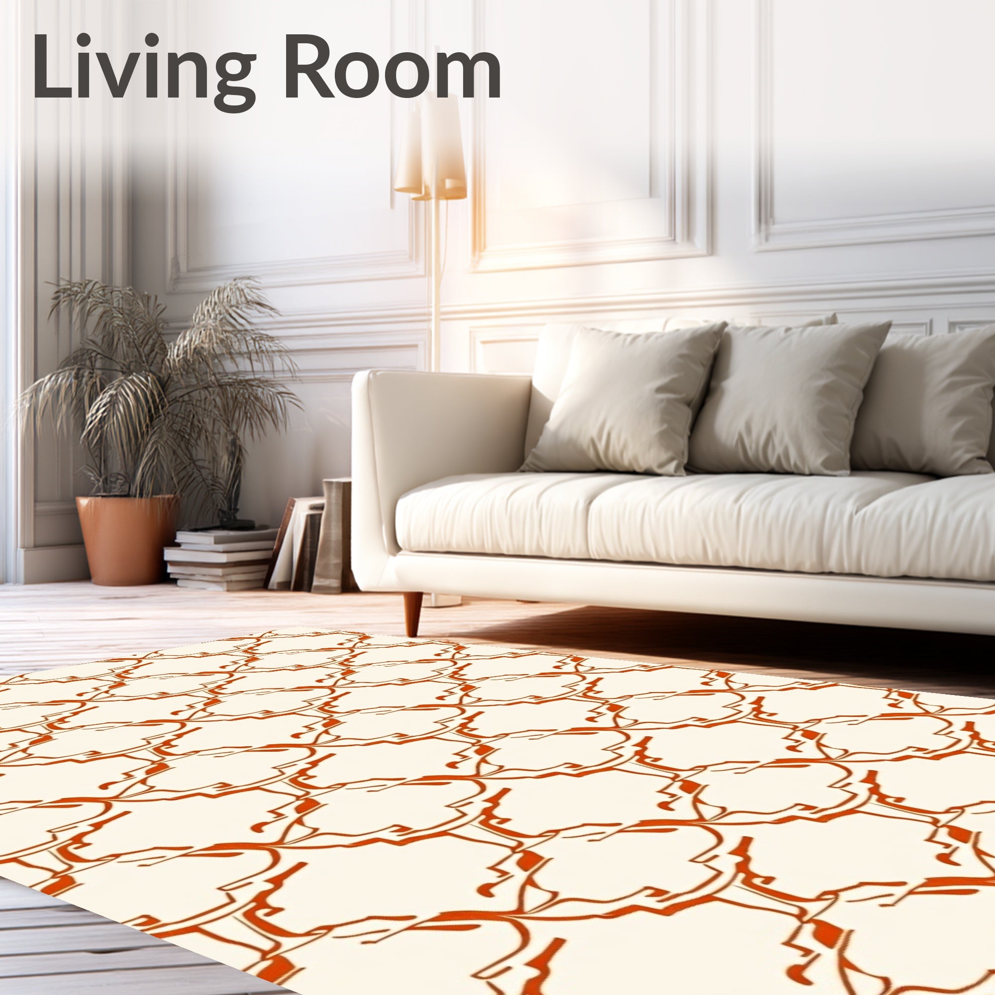 Orange Cream Abstract Geometric Pattern Rug