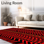 Bold Red Black Geometric Stripe Rug