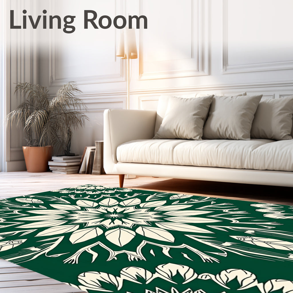 Nature Inspired Floral Mandala Pattern Rug
