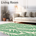 Emerald Green Fern Frond Lattice Rug
