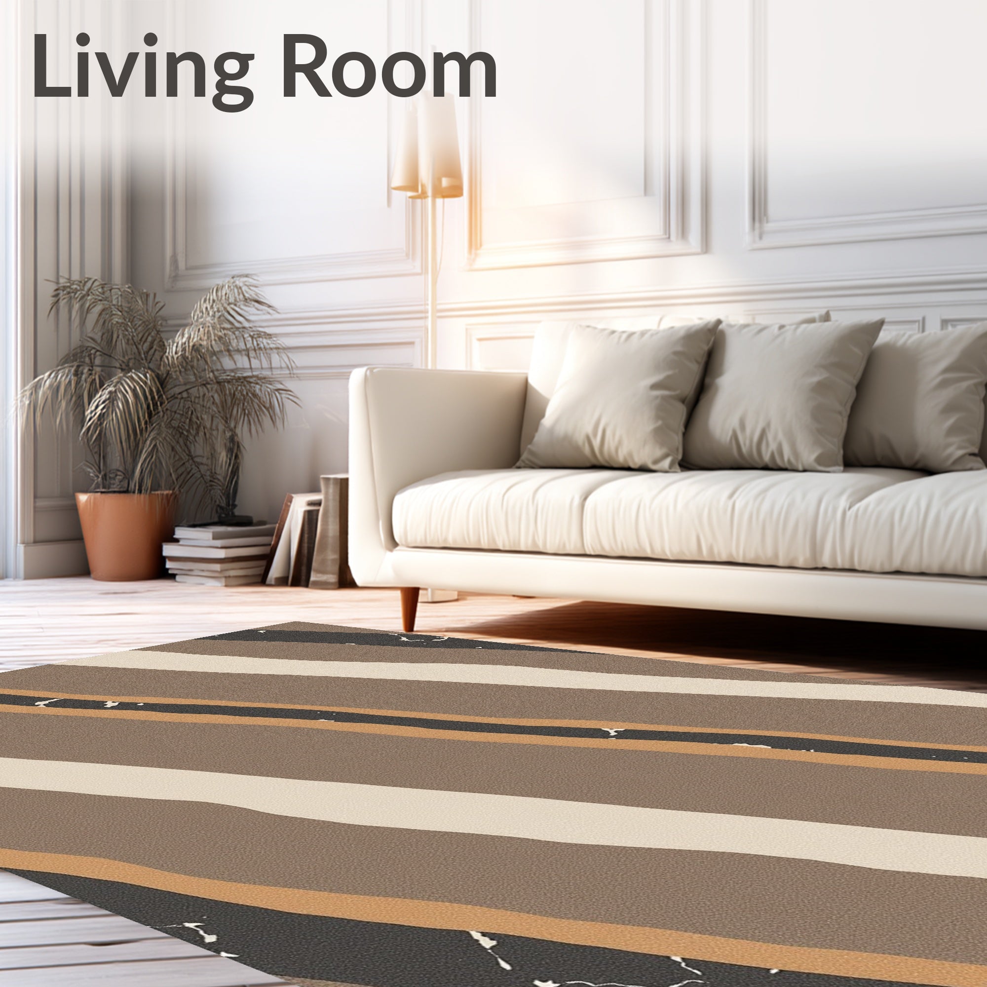 Wavy Abstract Earth Tone Stripe Rug