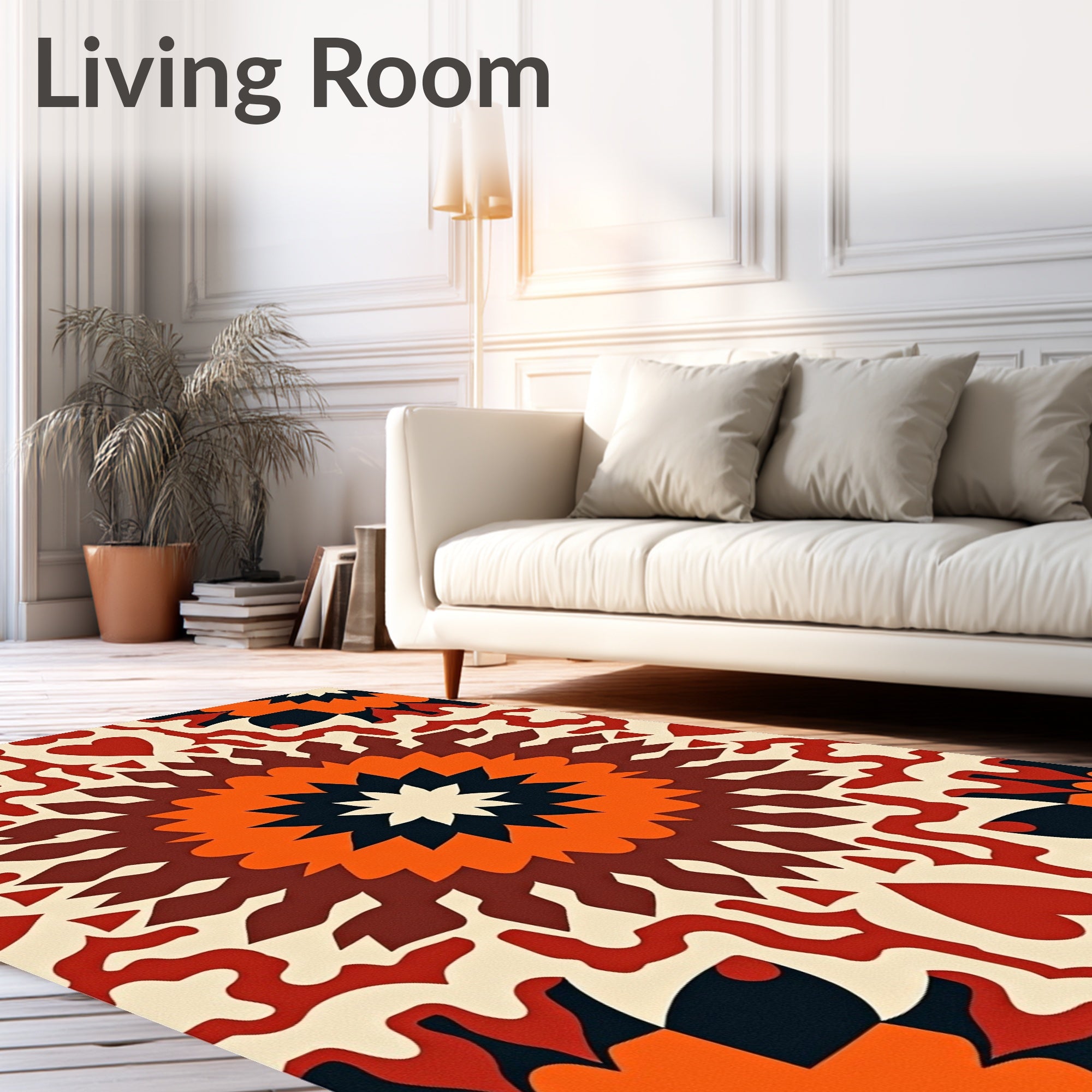 Retro Floral Starburst Pattern Rug