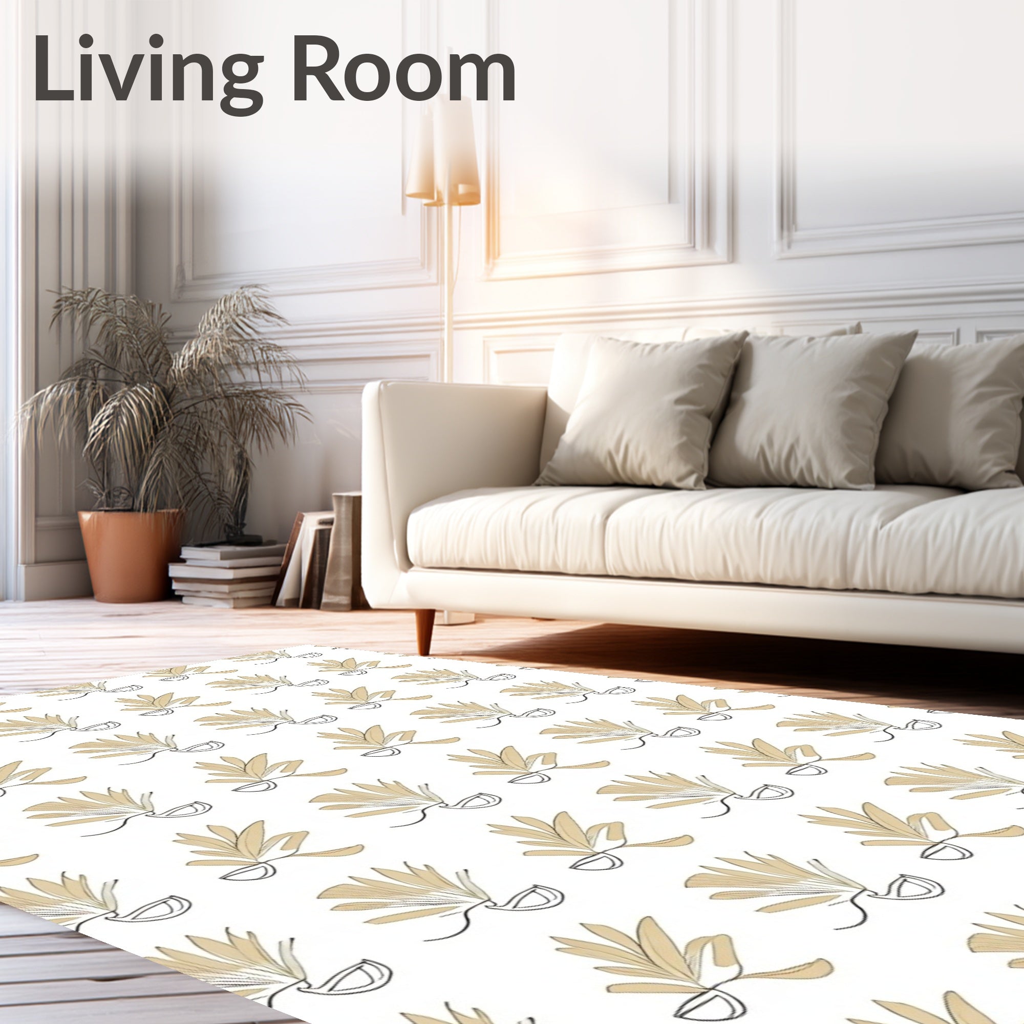 Minimalist Plant Line Art Pattern Rug