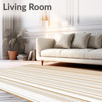 Vertical Stripe Gold Beige Pattern Rug