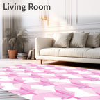 Pink Floral Geometric Pattern Rug