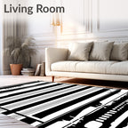 Abstract Black White Striped Design Rug