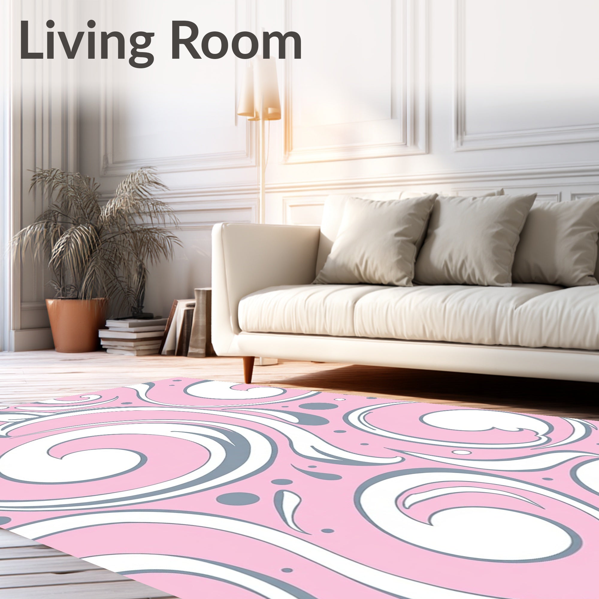 Pink Swirls Flourishes Pattern Rug