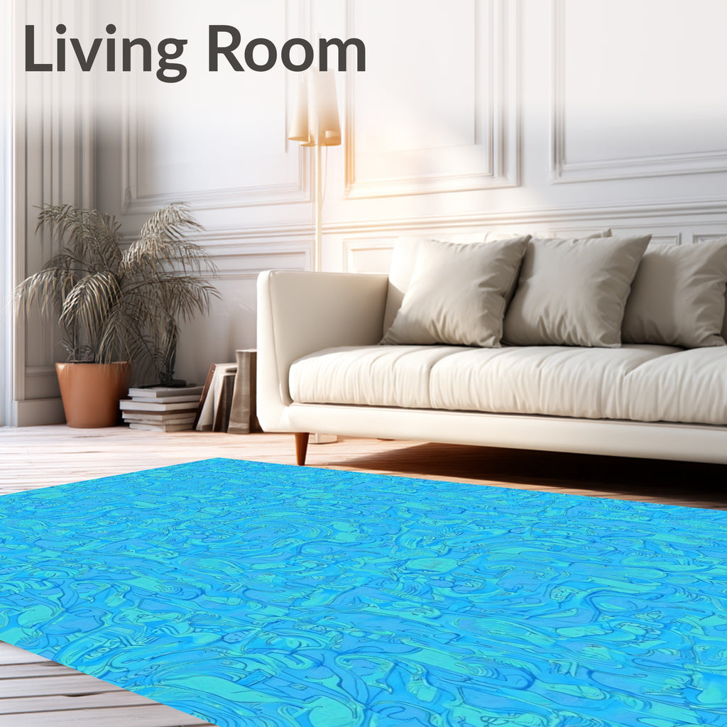 Abstract Blue Organic Pattern Rug