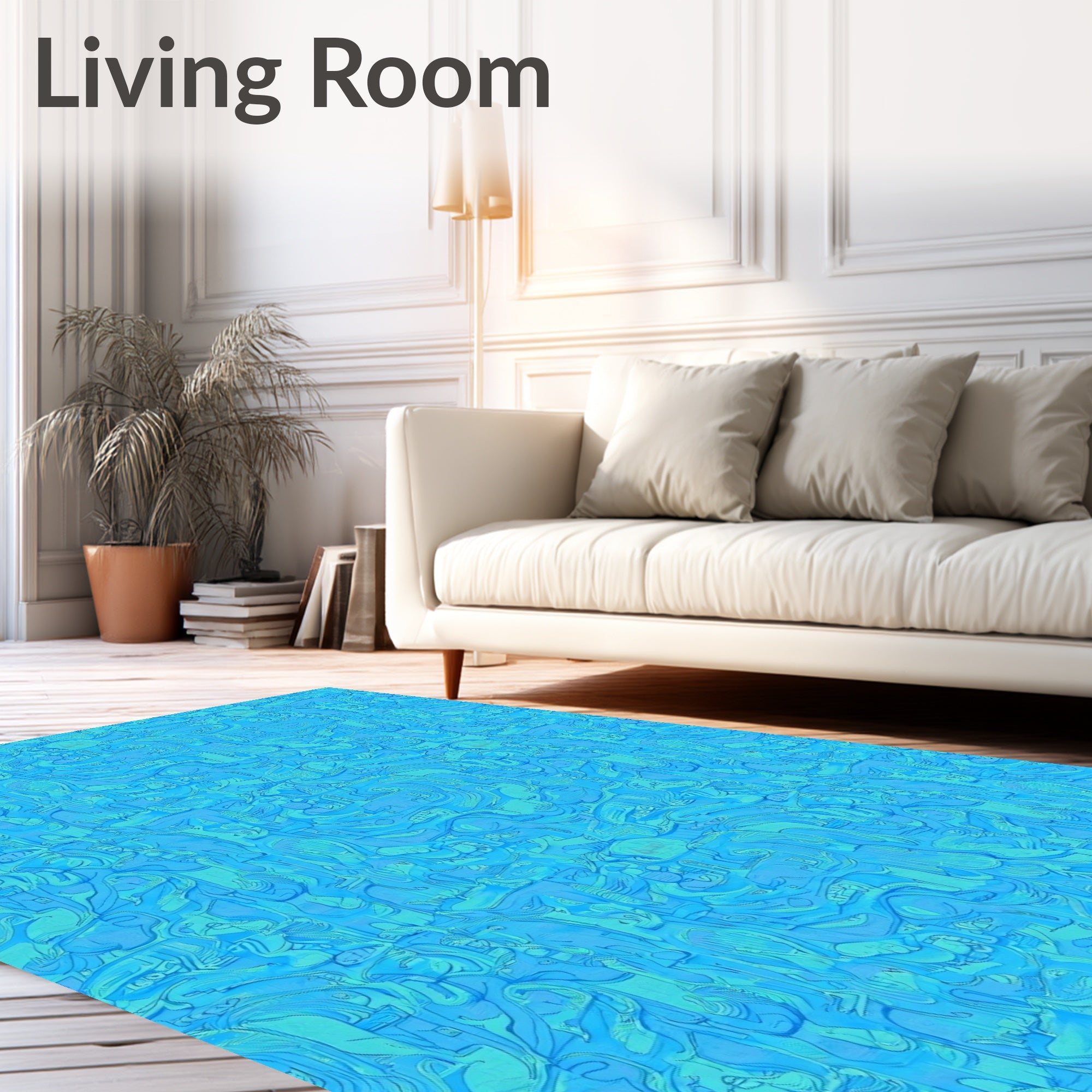 Abstract Blue Organic Pattern Rug