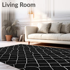 Black White Woven Net Pattern Rug