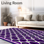Geometric Lattice Pattern With Purple Accents Rug