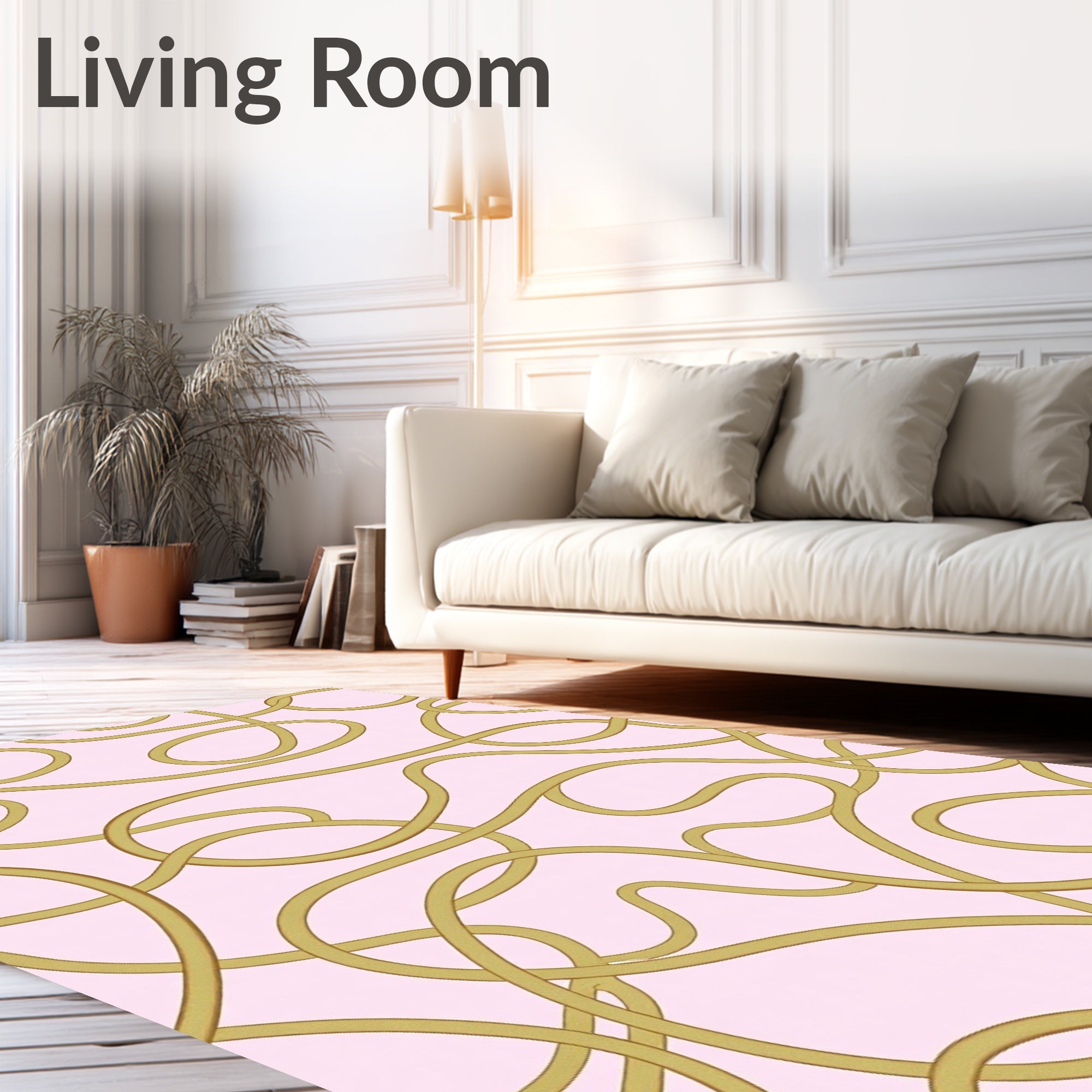 Abstract Gold Rope Pattern Rug