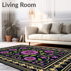 Vibrant Purple Daisy Floral Pattern Rug