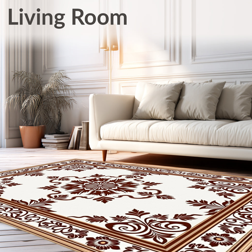 Elegant Floral Medallion Border Rug