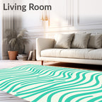 Ocean Green Wavy Stripe Pattern Rug