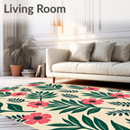 Tropical Floral Leaves Pattern Rug