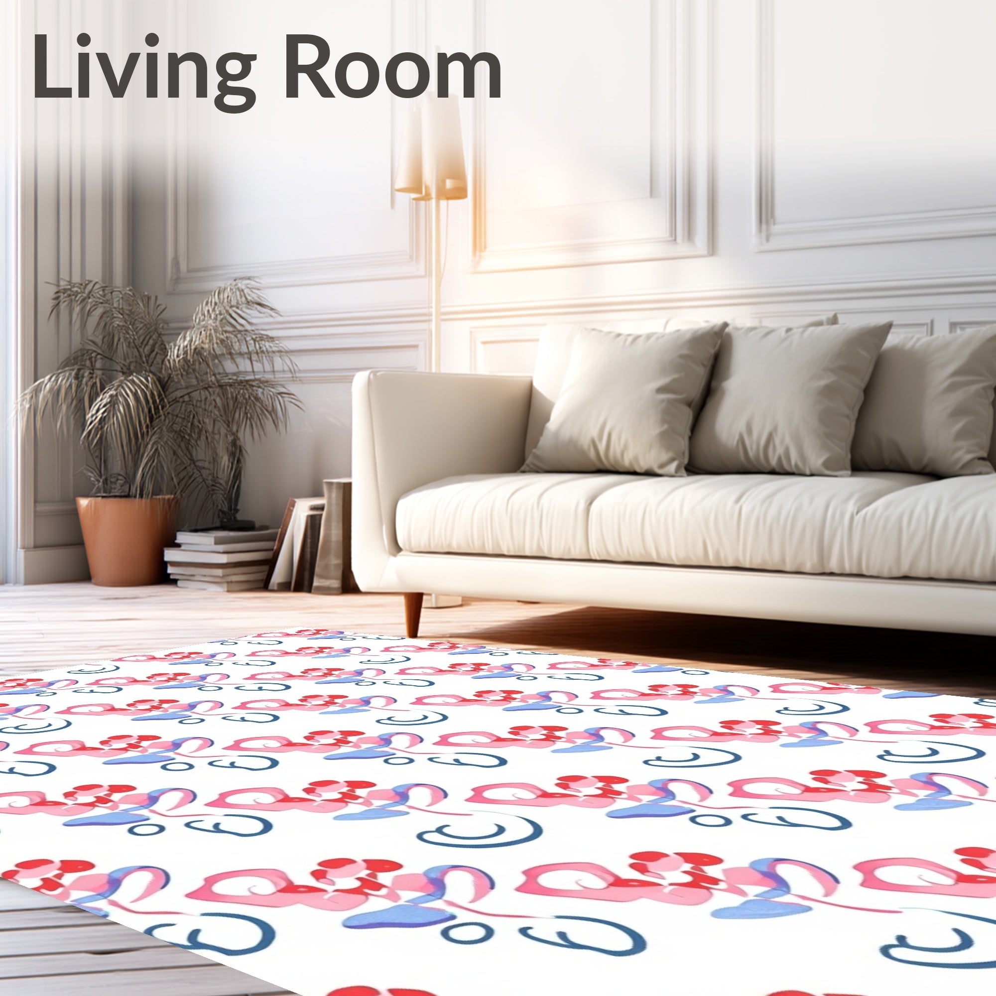 Watercolor Floral Pattern with Swirls Rug