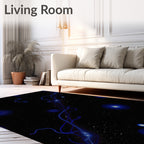 Cosmic Blue Swirl Starburst Pattern Rug