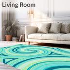 Aqua Swirl Triangle Abstract Pattern Rug